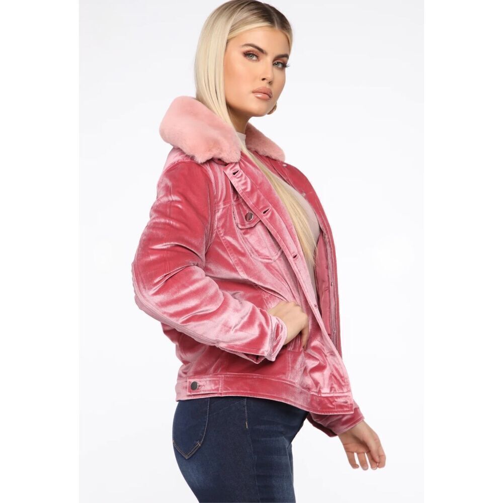 Fashion Nova Women’s 2X Know the Feeling Velvet Jacket Mauve Pink NEW